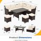 Hearth and Haven 7-Piece Outdoor Dining Set with Ivory Cushion in Brown, , large
