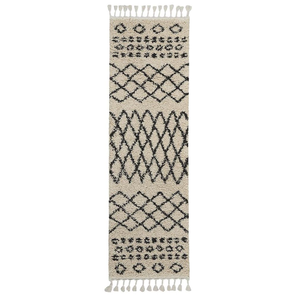 Nourison Moroccan Shag MRS02 2"2" x 8"1" Cream Runner, , large