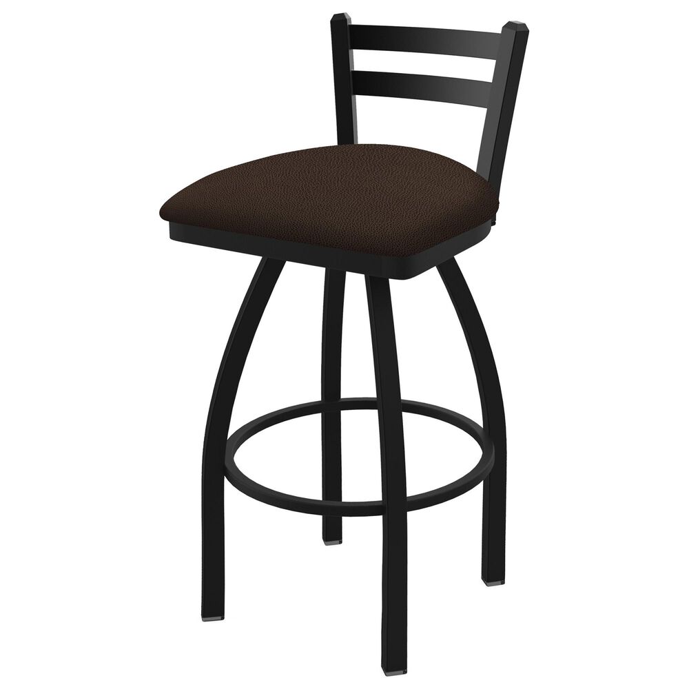 Holland Bar Stool 411 Jackie 25" Low Back Swivel Counter Stool with Black Wrinkle and Rein Coffee Seat, , large