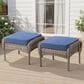 Hearth and Haven Patio Wicker Ottoman with Gray Rattan in Blue (Set of 2), , large