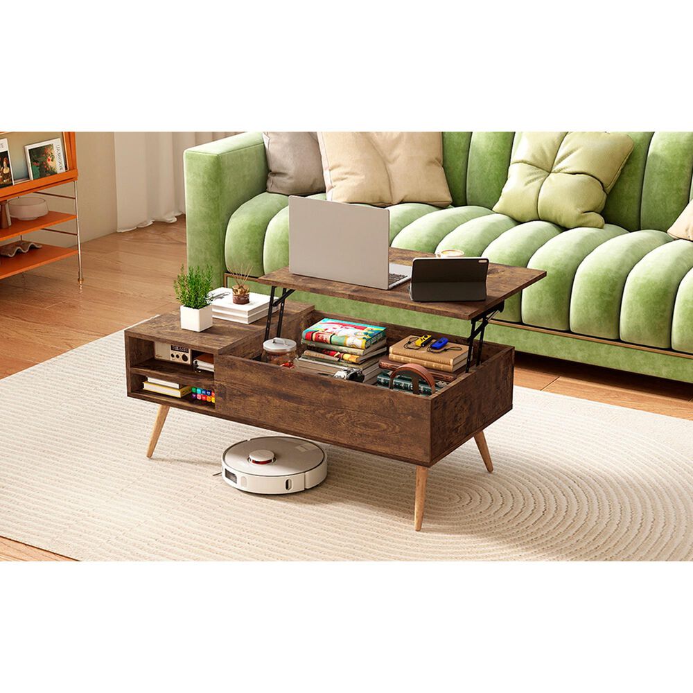 FDW Lift Top Coffee Table in Brown, , large