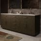 Lexora Home Abbey 80" Double Bathroom Vanity in Brown Oak with 2 cm White Cultured Marble Top and Rectangular Sinks, , large