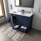 Lexora Home Dukes 48" Double Bathroom Vanity in Navy Blue with 2 cm White Carrara Marble Top and Rectangular Sinks, , large