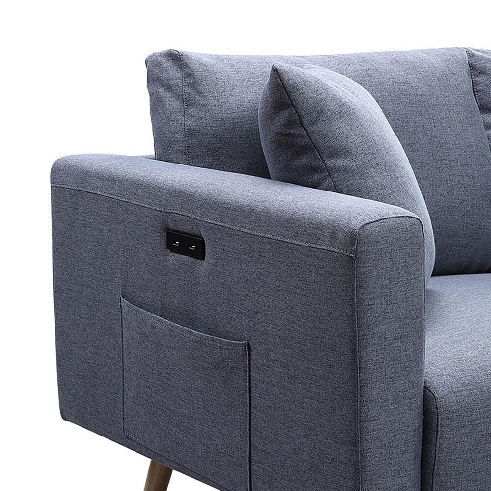 HOMLUX Accent Chair with USB Ports, Pockets and Pillow in Dark Gray, , large