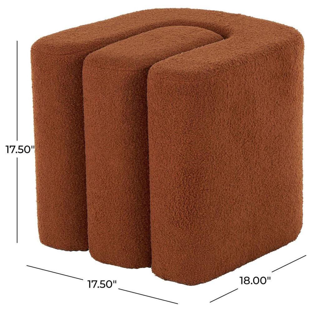 Maple and Jade 18" Boucle Accent Ottoman in Copper, , large