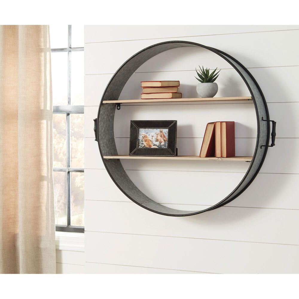 Ashley Eirny Wall Shelf in Antique Gray and Natural, , large