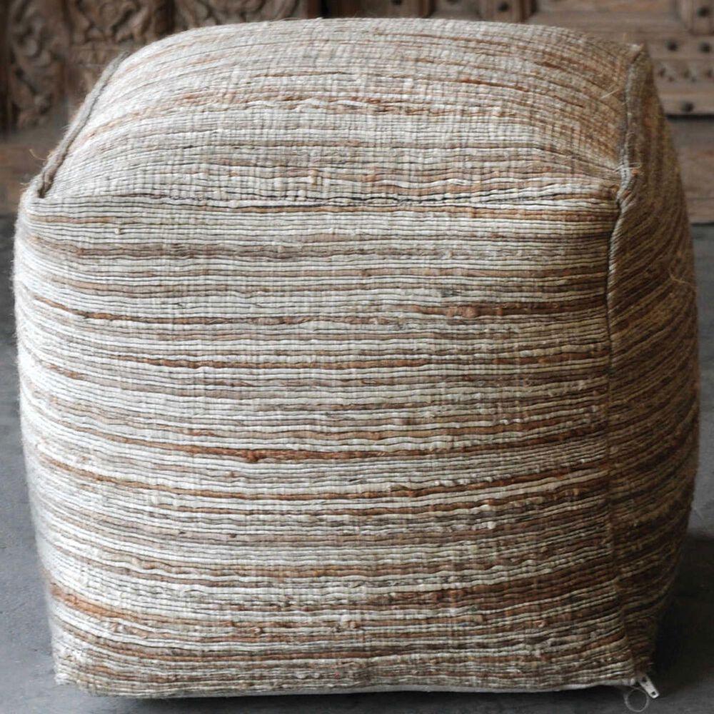 Uttermost Shiro Pouf in Butterscotch and Light Tan, , large