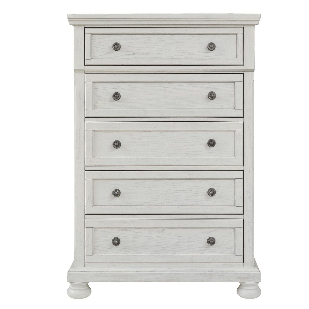 Ashley Robbinsdale 5 Drawer Double Knob Chest in Antique White, , large