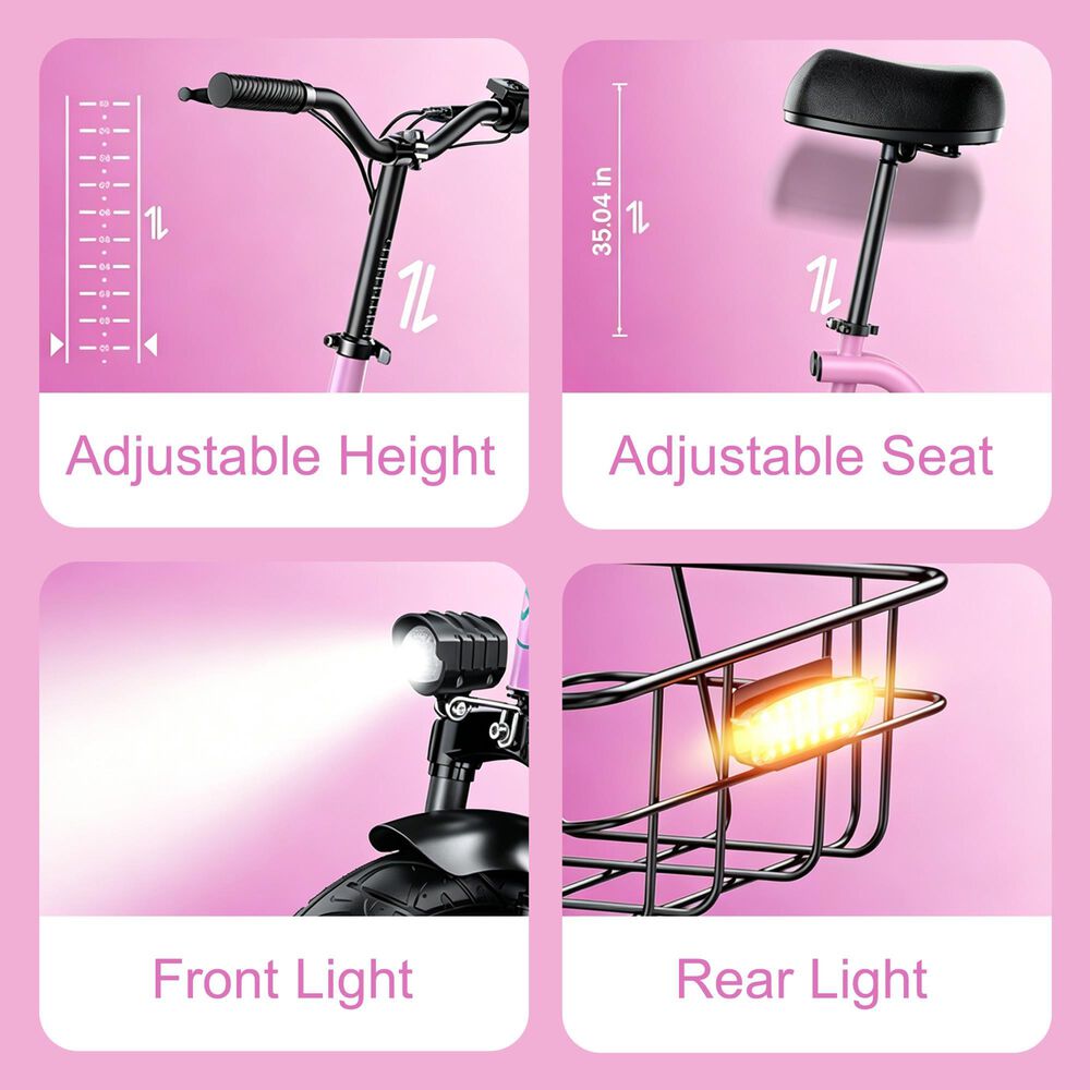 HOMLUX 550W 25-Mile Adults Electric Scooter with Foldable Design in Pink, , large