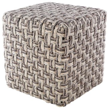 Surya Cordoba Pouf in Charcoal, Light Brown, Seafoam and Cream, , large