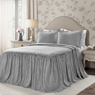 Triangle Home Fashions Ticking Stripe 3-Piece King Bedspread Set in Black, , large