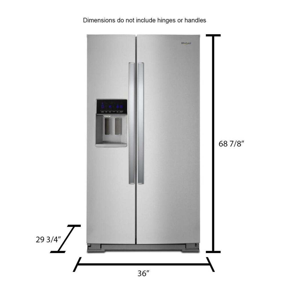 Whirlpool 21 Cu. St. 36&quot; Wide Counter Depth Side-by-Side Refrigerator in Fingerprint Resistant Stainless Steel, , large