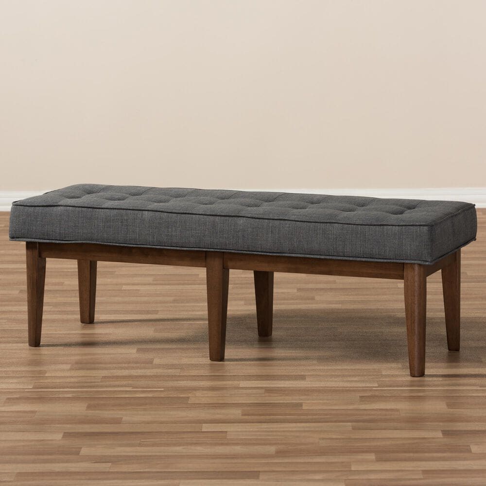Baxton Studio Lucca Bench in Dark Grey, , large