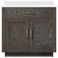 Lexora Home Abbey 36" Single Bathroom Vanity in Brown Oak with 2 cm White Quartz Top and Rectangular Sink, , large