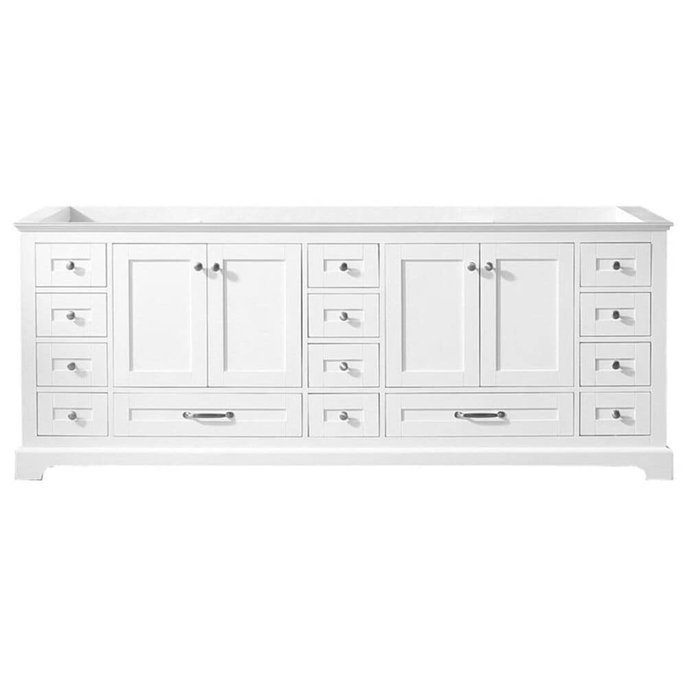 Lexora Home Dukes 84&quot; Double Bathroom Vanity in White with 2 cm White Quartz Top and Rectangular Sinks, , large