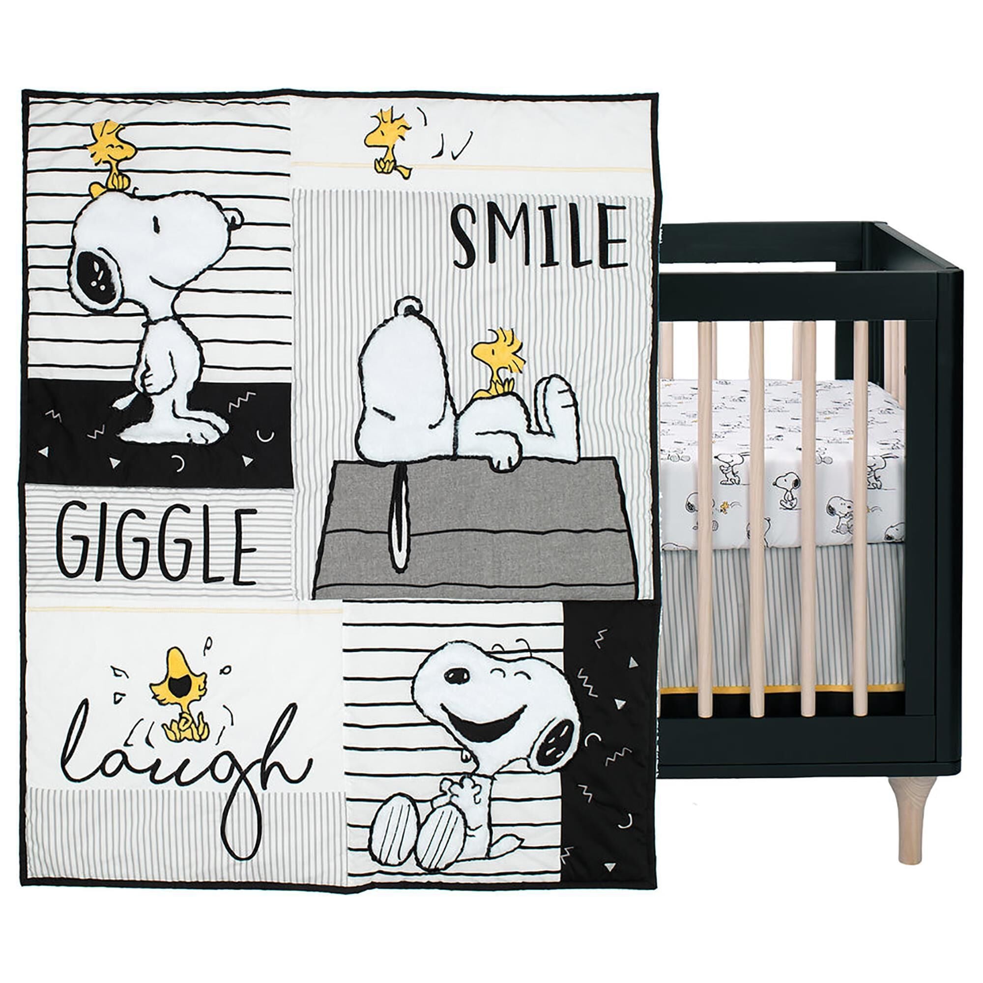 Black and white cot bed bedding sales