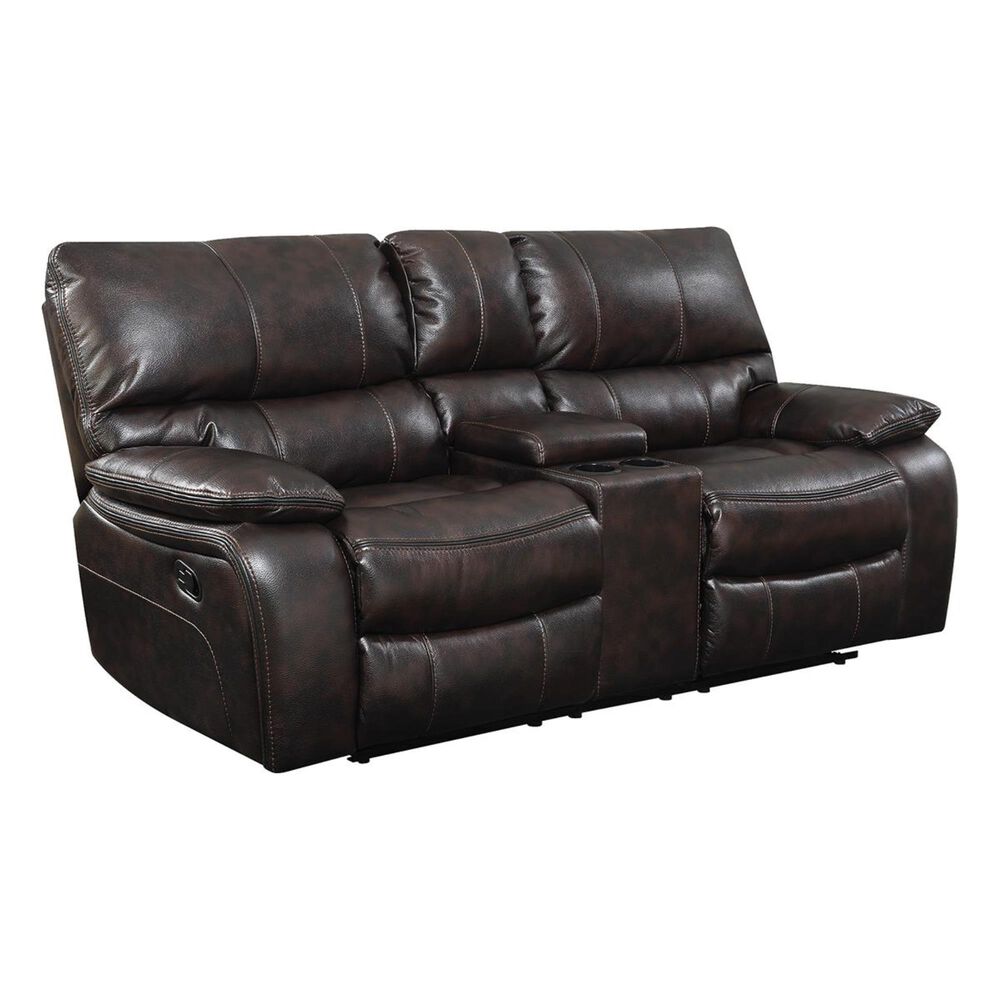 Pacific Landing Willemse Motion Loveseat with Console in Chocolate, , large