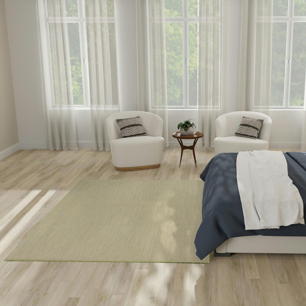 Nourison Courtyard Ivory and Green 5&#39; x 7&#39; Indoor/Outdoor Area Rug, , large