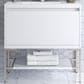 James Martin Vanities Mantova 35.4" Single Bathroom Vanity in Glossy White and Brushed Nickel with 2 cm Glossy White Solid Surface Top and Rectangular Sink, , large