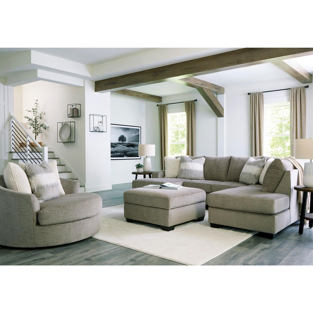Ashley Creswell Oversized Swivel Accent Chair in Stone, , large