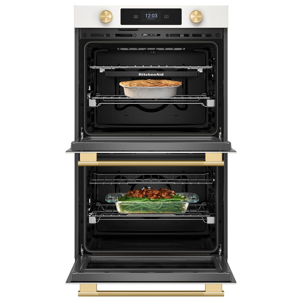 KitchenAid 30" Smart Double Wall Oven with Assisted Cook Cycles in Porcelain White, , large