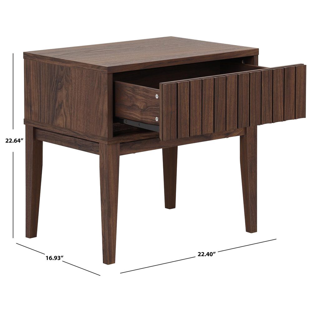 Safavieh Fidia 1-Drawer Nightstand in Dark Walnut, , large