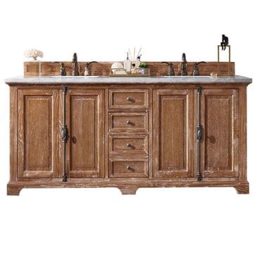 James Martin Vanities Providence 72" Double Bathroom Vanity in Driftwood with 3 cm Arctic Fall Solid Surface Top and Rectangular Sinks, , large