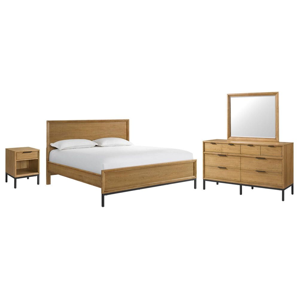 Hawthorne Furniture Newport 4-Piece King Panel Bedroom Set in Natural Oak, , large