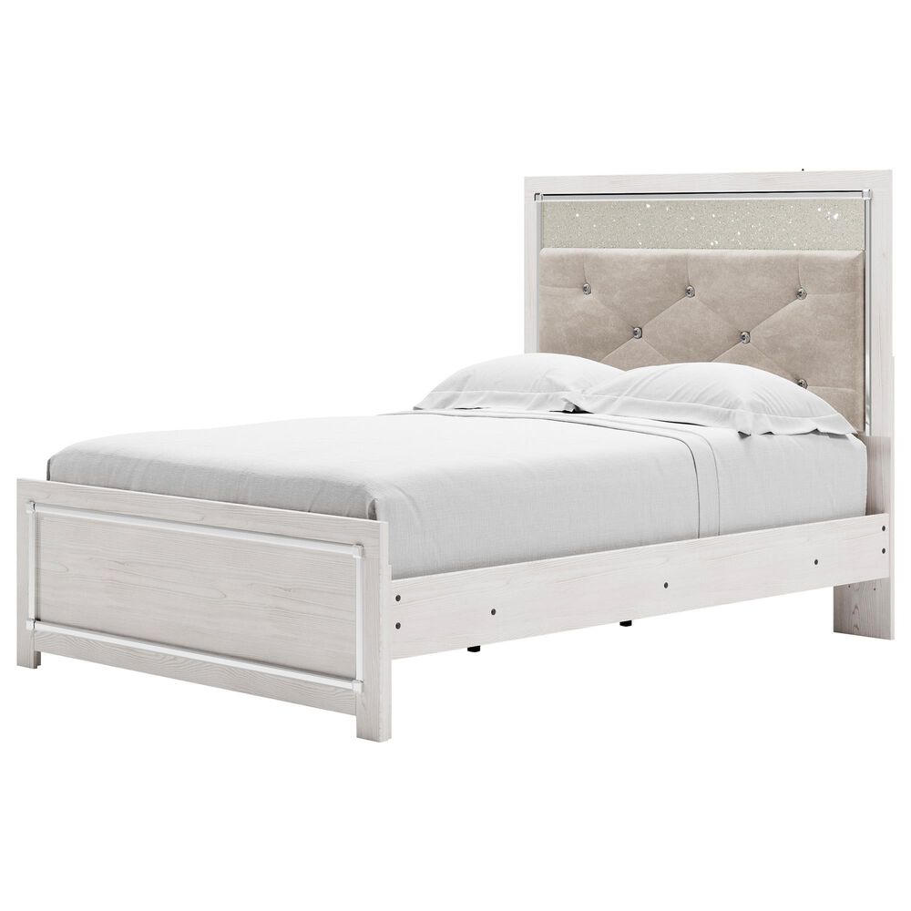 Ashley Altyra Full Panel Bed in White with LED Headboard, , large