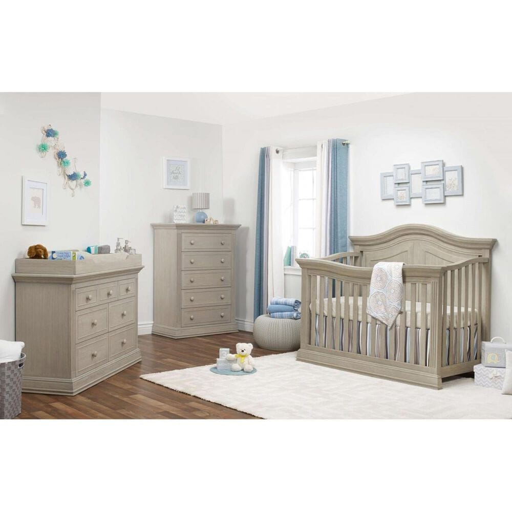 Sorelle Furniture Providence 2 Piece Nursery Set 4- In- 1 Crib and Sealy Crib Mattress in Heritage Fog, , large