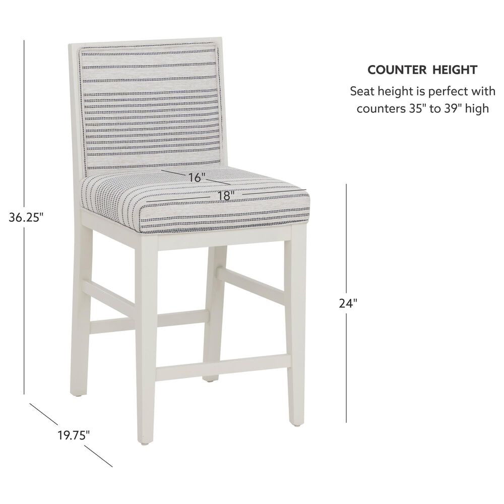 Linon Home Decor Regina Counter Stool with Light Grey Cushion in White (Set of 2), , large