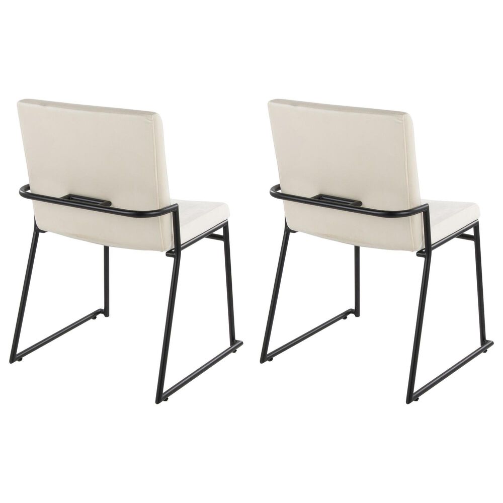 LumiSource Dutchess Side Chair with Cream Velvet Cushion in Black (Set of 2), , large