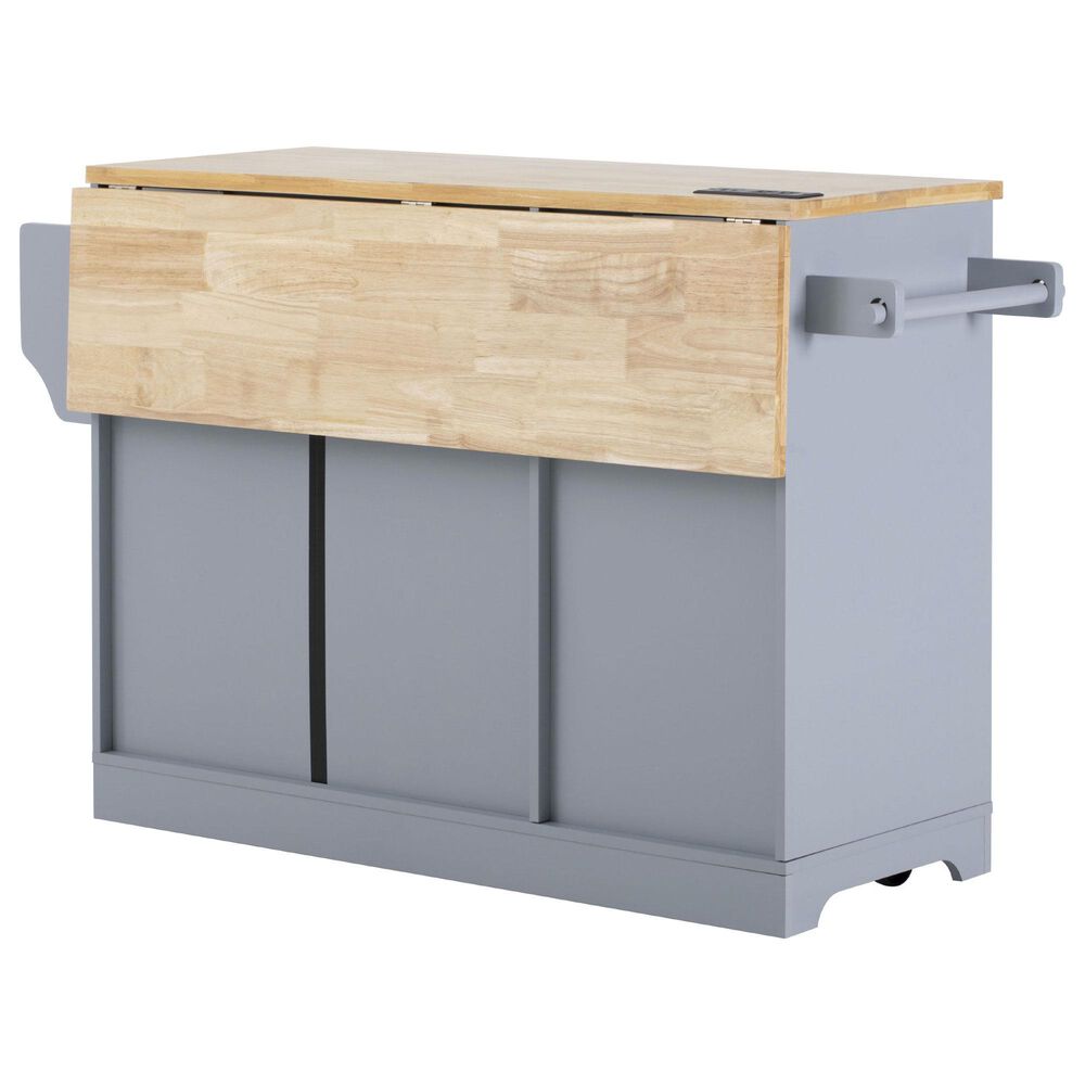 HOMLUX 59" Kitchen Island with 2 Pull Out Cabinet Organizers in Grey, , large