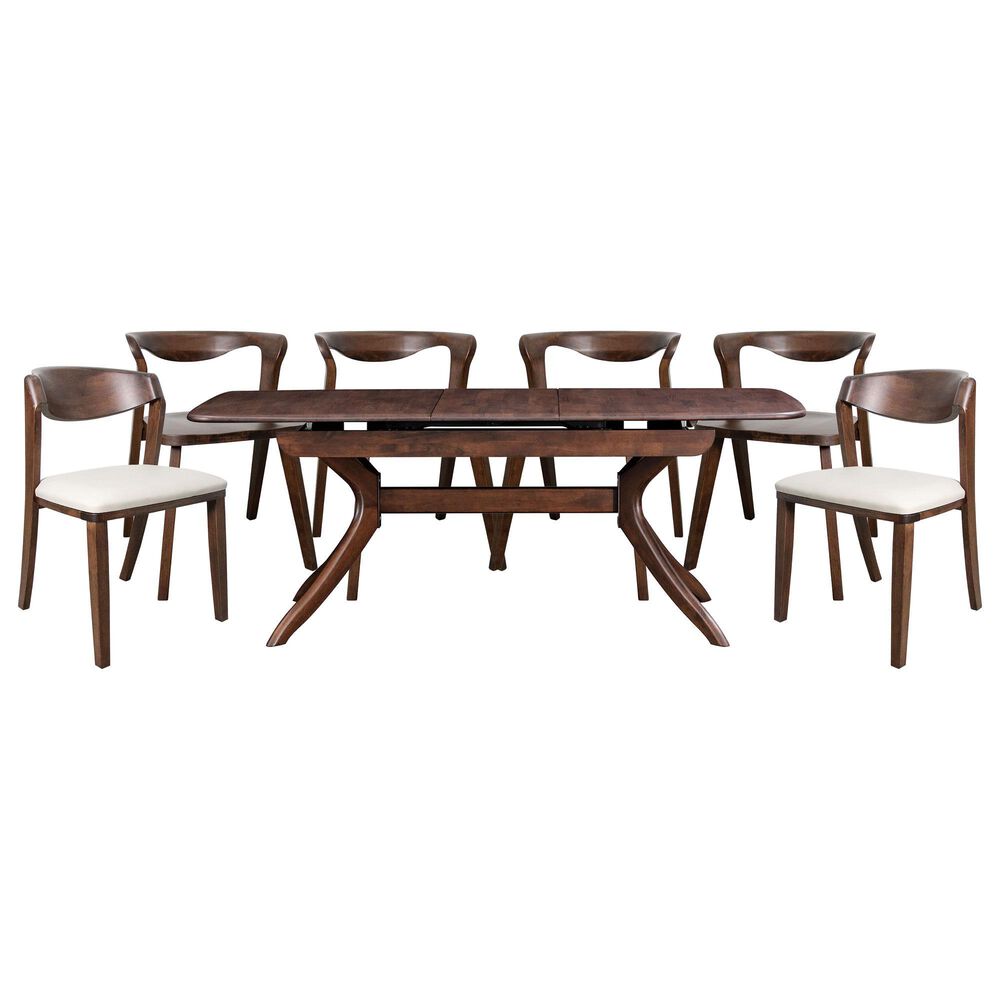 Furniture of America Hadsten and Romont 7-Piece Rectangular Dining Set in Rich Walnut, , large