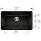 Blanco Precis 30" Single Sink in Coal Black, , large