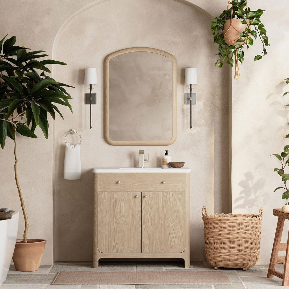 James Martin Gracyn 28&quot; Rectangular Arched Mirror in Coastal Driftwood, , large