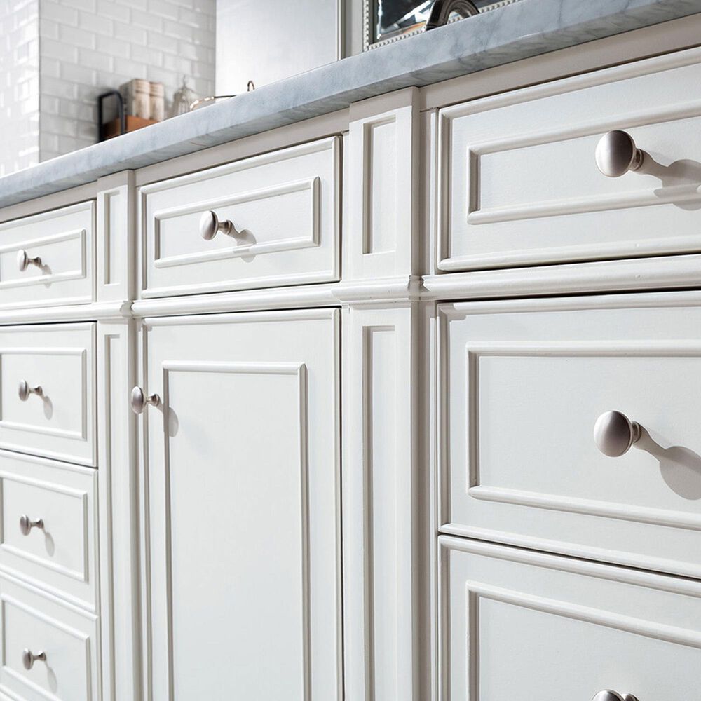 James Martin Vanities Bristol 60&quot; Single Bathroom Vanity in Bright White with 3 cm Carrara White Marble Top and Rectangular Sink, , large