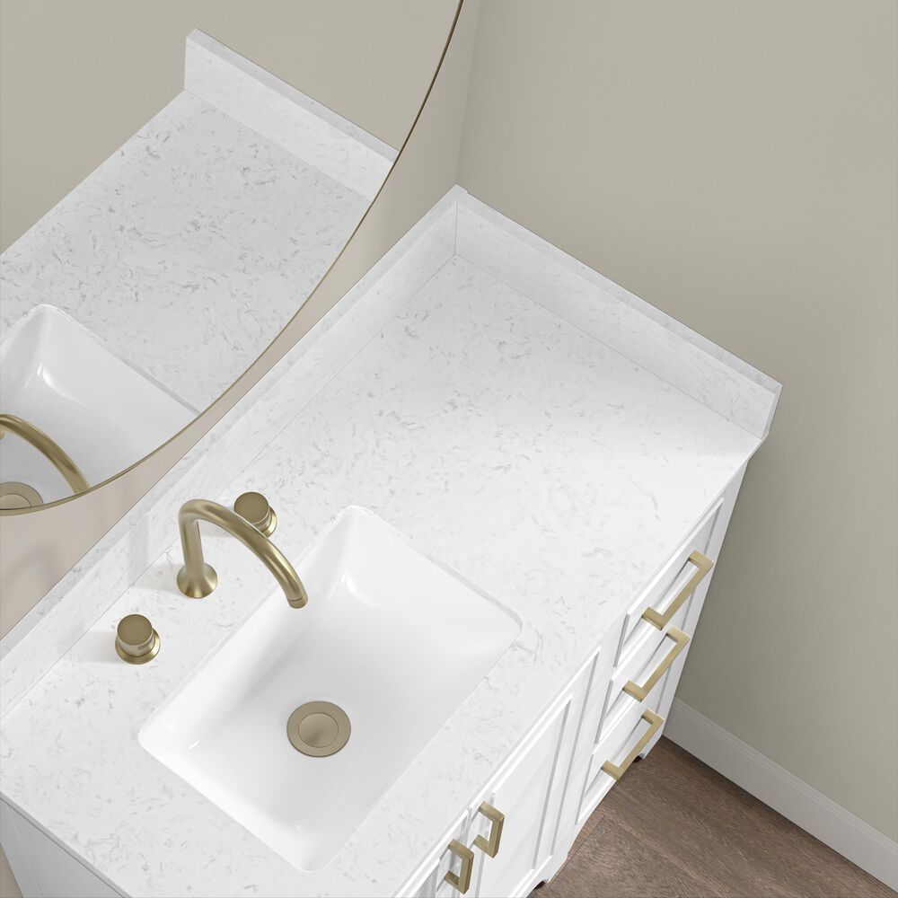 37B 19mm Carrara Marble Side Splash in Bright White, , large