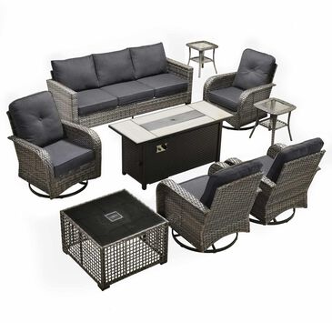 HOMLUX 9-Piece Outdoor Conversation Set in Black, , large