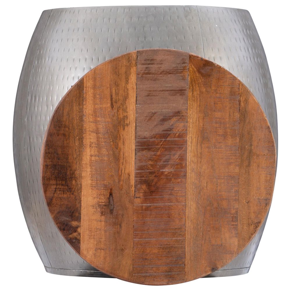 Linon Home Decor Royce 19" Drum Side Table with Storage in Brass, , large