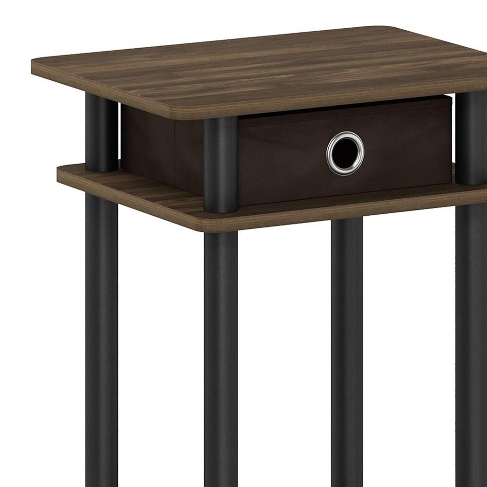 HOMLUX Turn-N-Tube Tall End Table in Columbia Walnut, Black and Dark Brown, , large