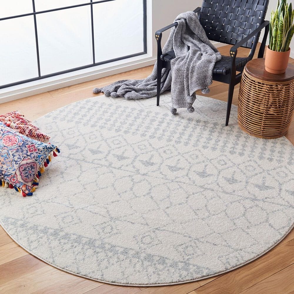 Safavieh Tulum 5&#39; Round Ivory and Light Grey Area Rug, , large