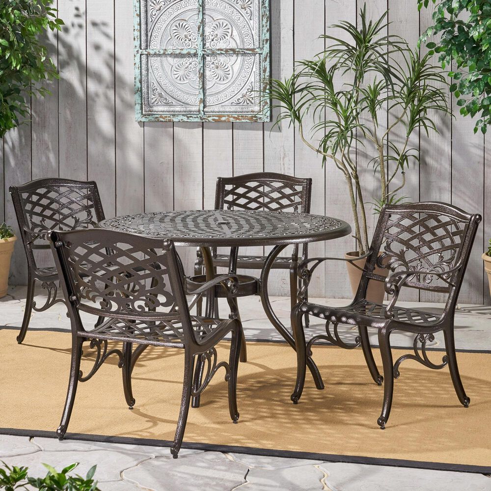 Hearth and Haven Chachere 5-Piece Outdoor Dining Set in Bronze, , large
