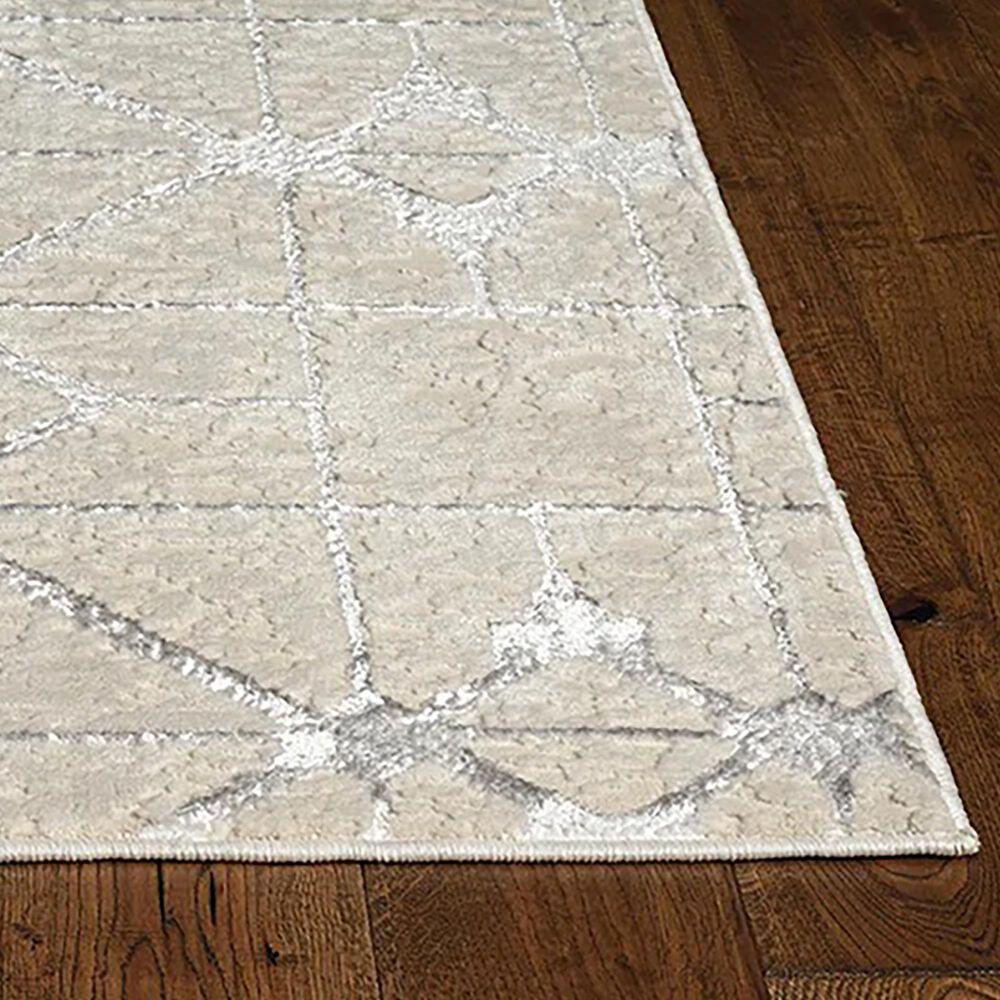 Kas Oriental Rugs Luna Elements 6&#39;7&quot; x 9&#39;6&quot; Ivory and Silver Area Rug, , large