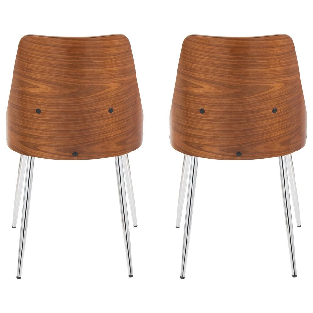 LumiSource Anabelle Side Chair with Brown Cushion in Chrome and Walnut (Set of 2), , large