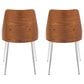 LumiSource Anabelle Side Chair with Brown Cushion in Chrome and Walnut (Set of 2), , large