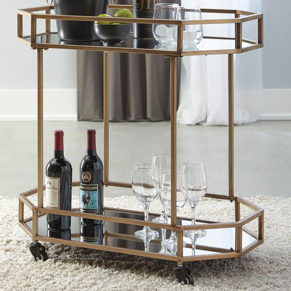 Signature Design by Ashley Daymont Bar Cart in Gold, , large
