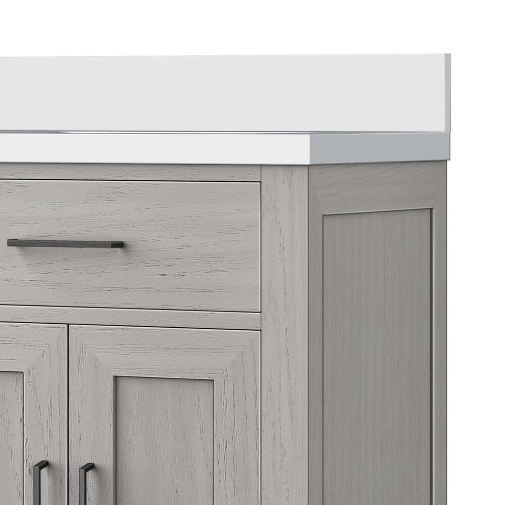 Lexora Home Abbey 60&quot; Double Bathroom Vanity in White Oak with 2 cm White Cultured Marble Top and Rectangular Sinks, , large