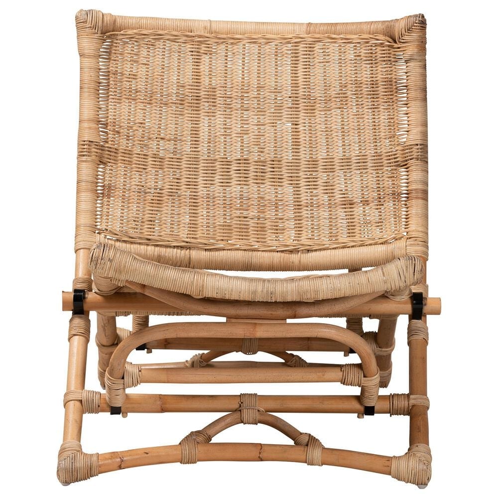 Baxton Studio Herrara Rattan Foldable Lounge Chair in Natural Brown Antique, , large