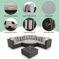 HOMLUX 7-piece Outdoor Conversation Set with Black Wicker in Light Gray, , large